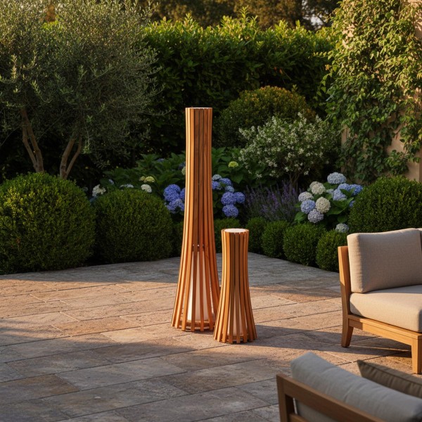 Lampe extérieur en bois de teck H52 cm - Liven