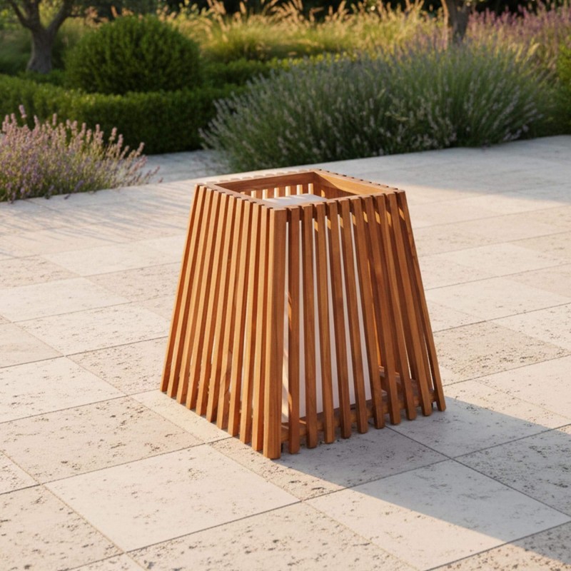 Lampe extérieur en bois de teck H50 cm - Nori
