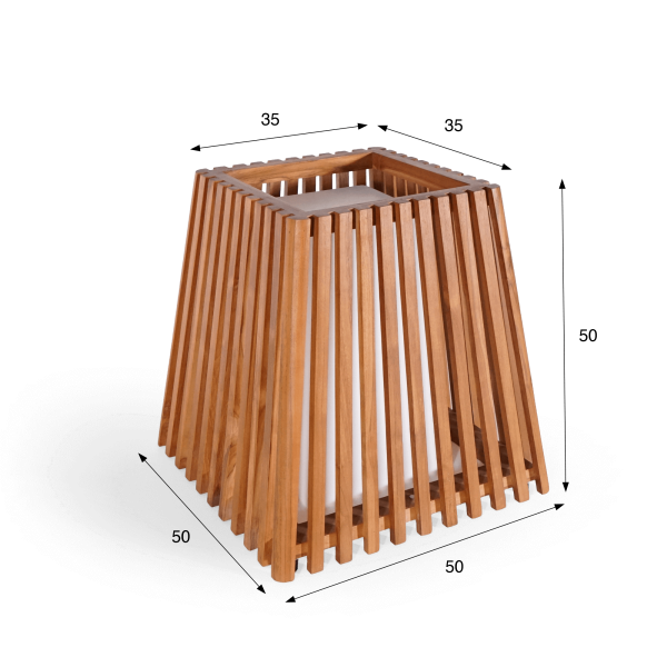 Lampe extérieur en bois de teck H50 cm - Nori