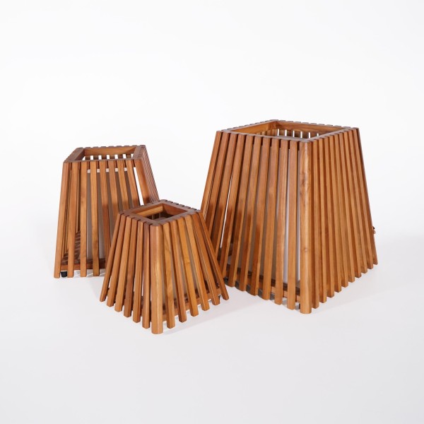 Lampe extérieur en bois de teck H40 cm - Nori