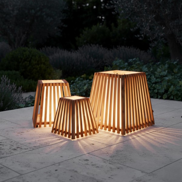 Lampe extérieur en bois de teck H40 cm - Nori