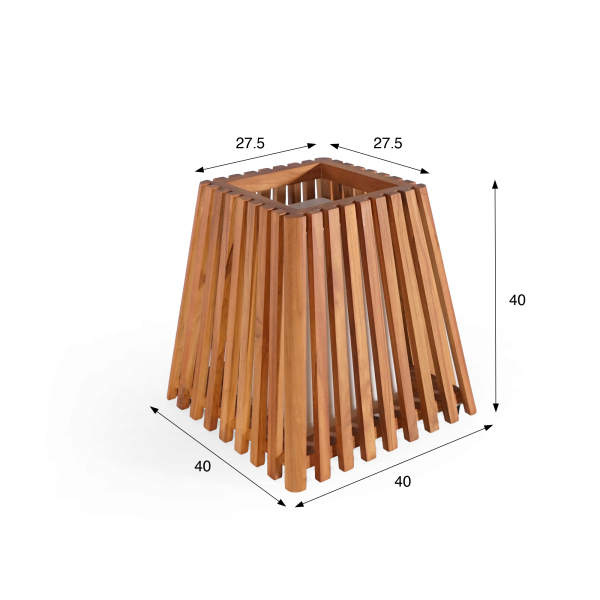 Lampe extérieur en bois de teck H40 cm - Nori