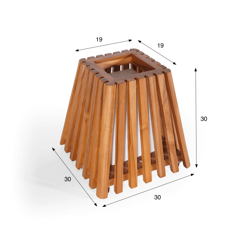 Lampe extérieur en bois de teck H30 cm - Nori