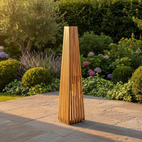 Lampe extérieur en bois de teck H120 cm - Taro