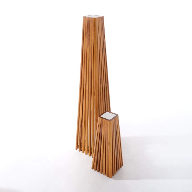 Lampe extérieur en bois de teck H50 cm - Taro
