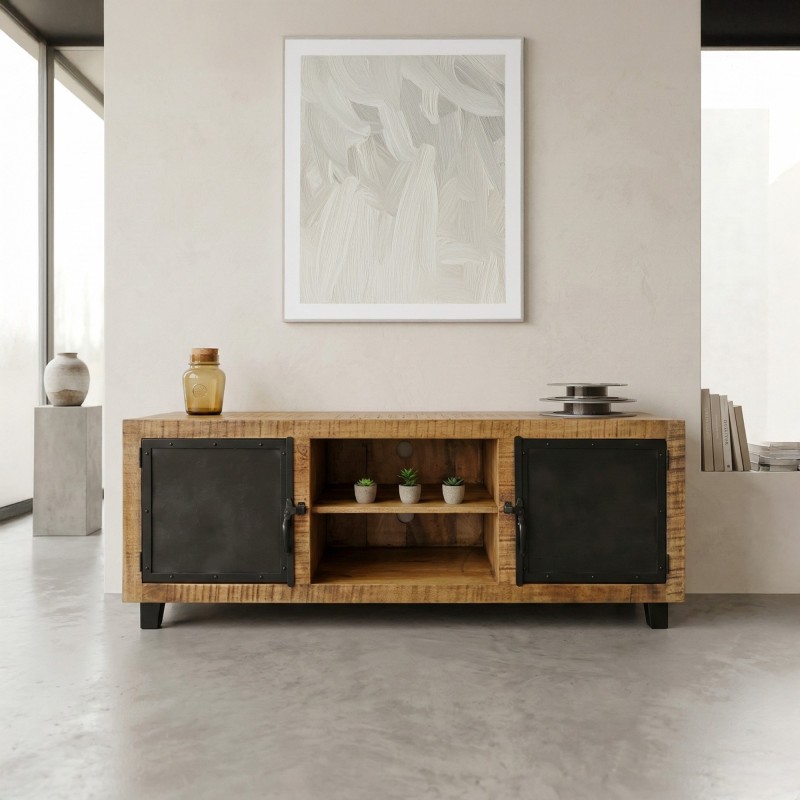 Meuble TV bois & métal 150 cm - Brooklyn