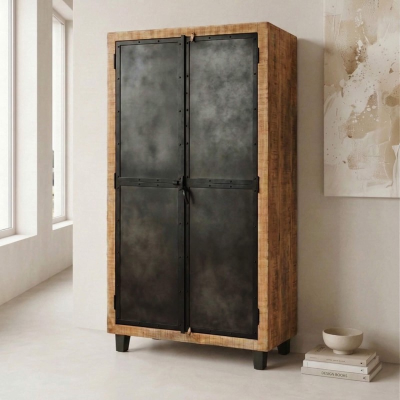 Armoire industrielle bois et métal - Brooklyn