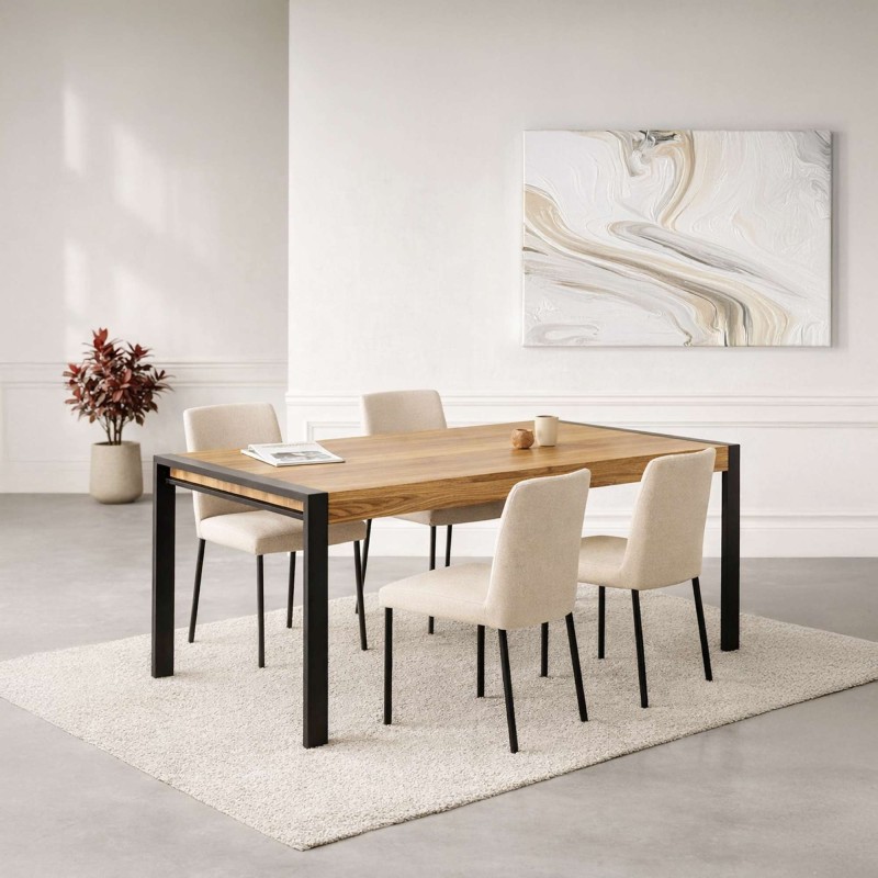 Table à manger bois massif et métal - Liverpool