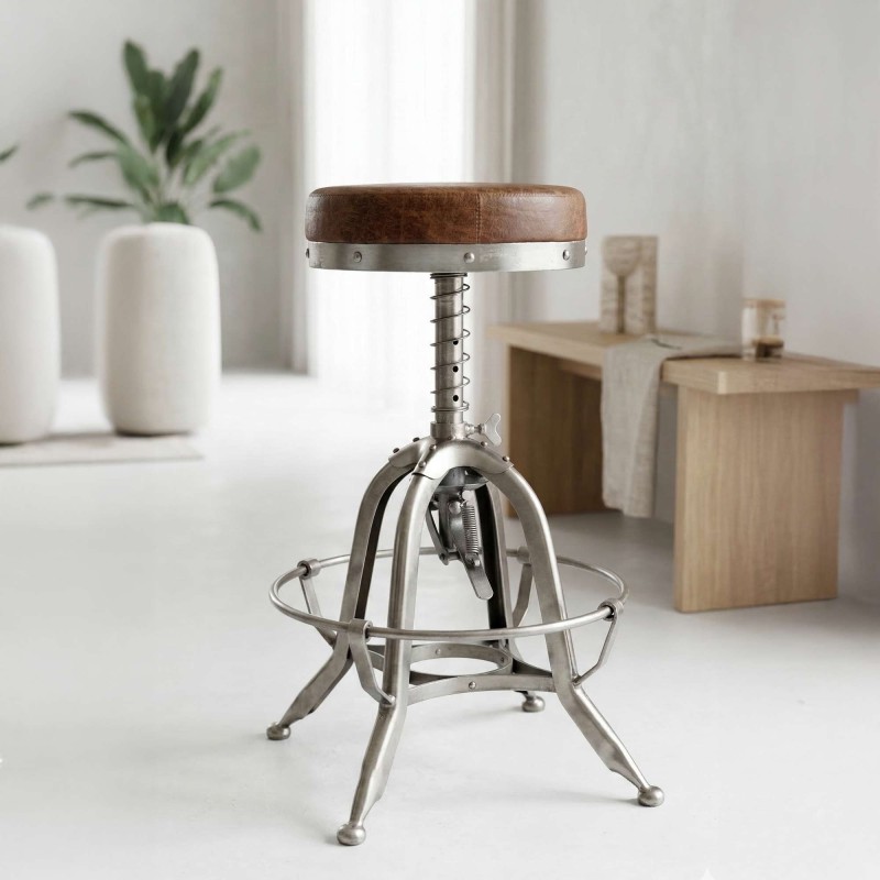 Tabouret industriel cuir
