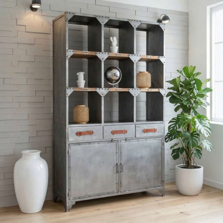 Vaisselier industriel finition naturelle