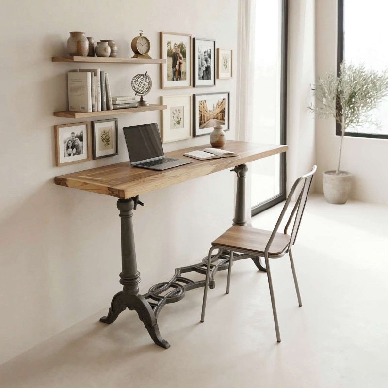 Console industrielle métal et teck - Sewing