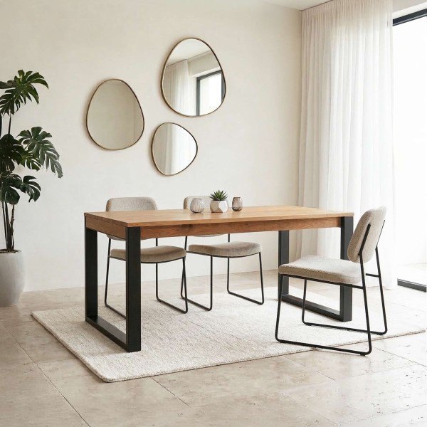 Table à manger bois et métal 160 cm - Osaka