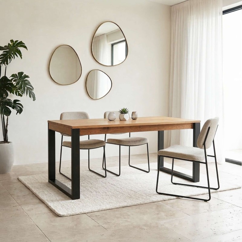 Table à manger bois et métal 160 cm - Osaka