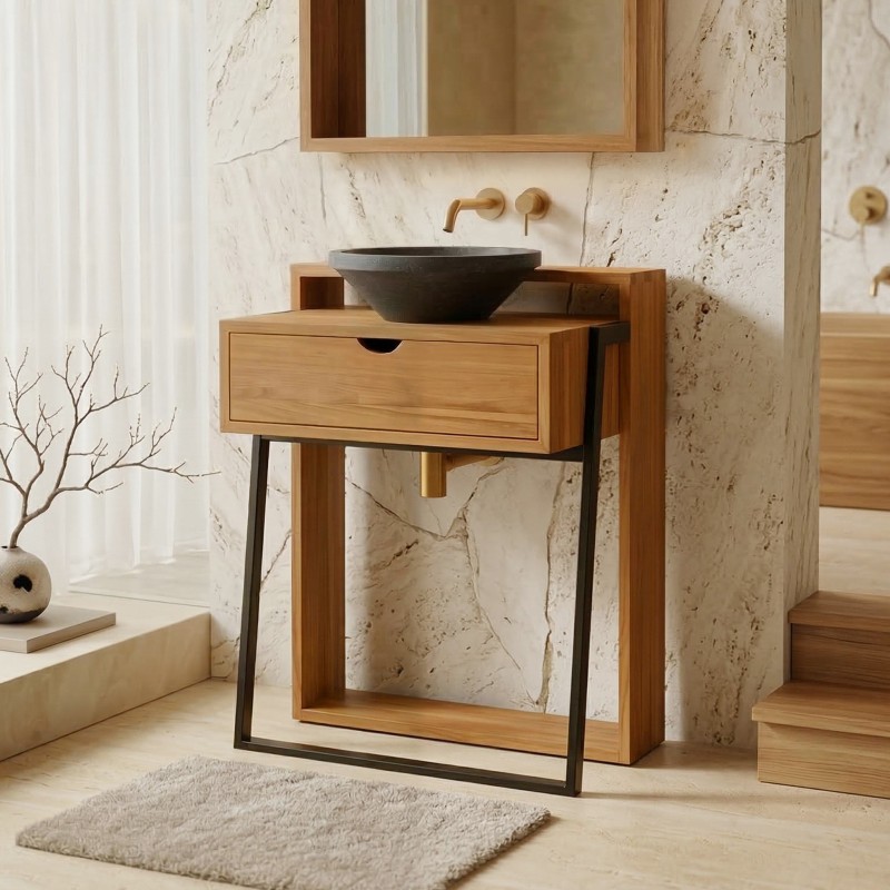 Meuble de salle de bain en teck massif - Arya