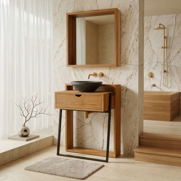 Meuble de salle de bain en teck massif - Arya