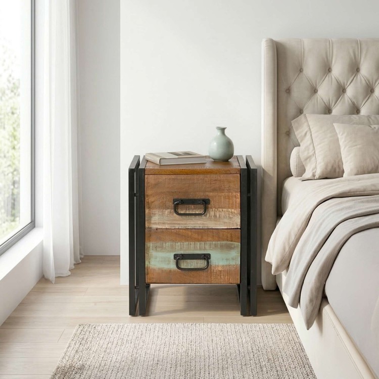 Table de chevet industrielle en bois