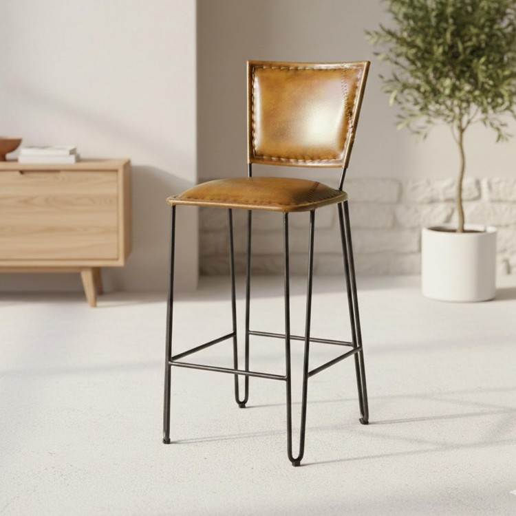 Chaise de bar vintage métal et cuir - Smart