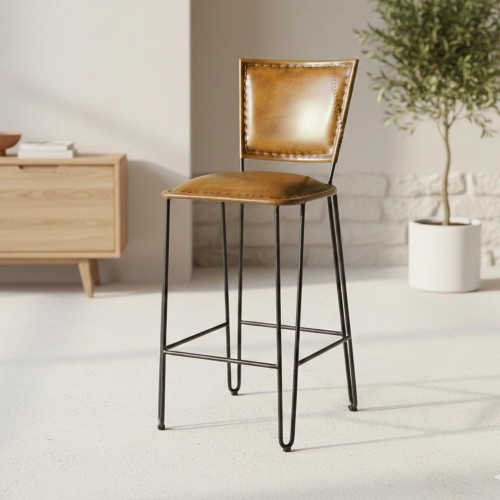 Chaise de bar vintage métal et cuir - Smart