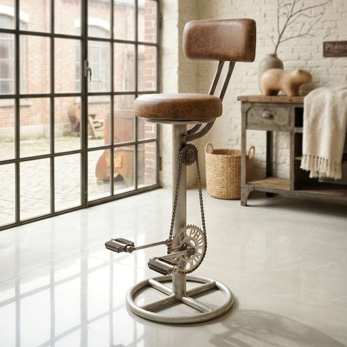 Tabouret de bar à pédales avec dossier