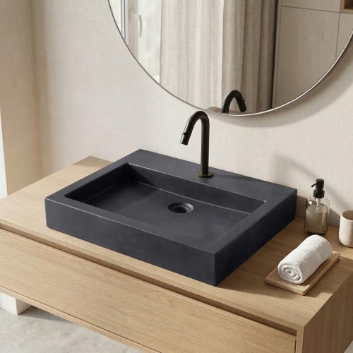 Vasque en béton rectangulaire anthracite profond - Solidis