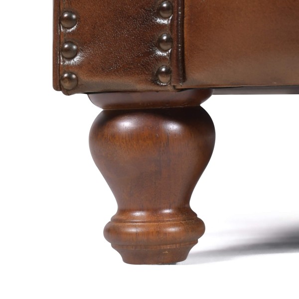 Fauteuil Chesterfield en cuir véritable marron - Harold