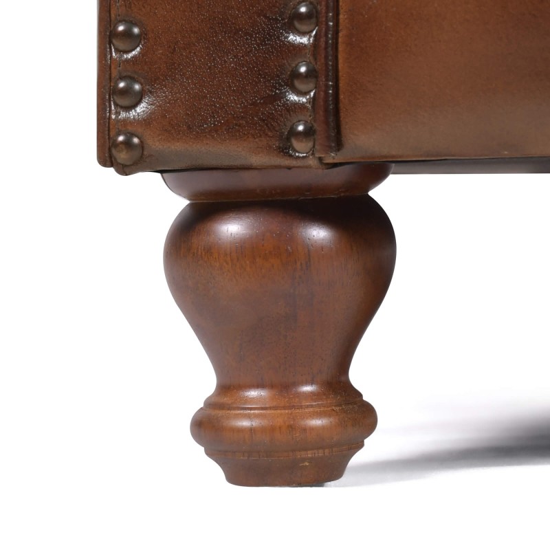 Fauteuil Chesterfield en cuir véritable marron - Harold