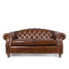 Canapé Chesterfield en cuir véritable marron 2 places - Harold