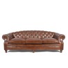 Canapé Chesterfield en cuir véritable marron 3 places - Harold