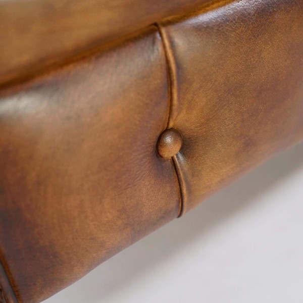 Canapé Chesterfield en cuir véritable marron 3 places - Edward
