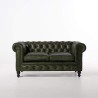 Canapé Chesterfield en cuir véritable vert 2 places - Edward