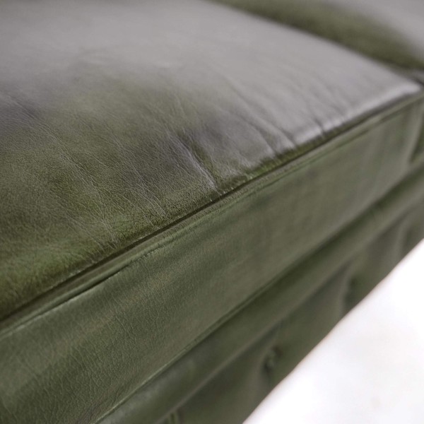 Canapé Chesterfield en cuir véritable vert 2 places - Edward