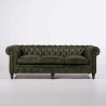 Canapé Chesterfield en cuir véritable vert 3 places - Edward
