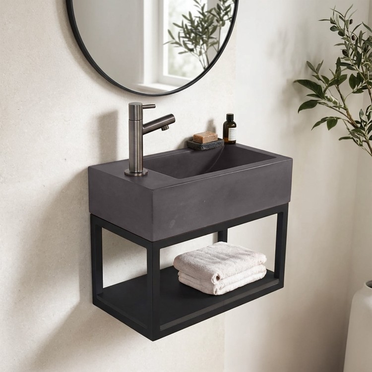 Lave-mains avec porte-serviette et vasque en béton - Core