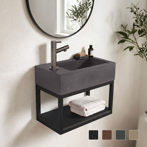 Lave-mains avec porte-serviette et vasque en béton - Core