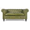 Canapé Chesterfield en cuir véritable vert 2 places - Edward
