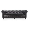 Canapé Chesterfield en cuir véritable noir 3 places - Edward