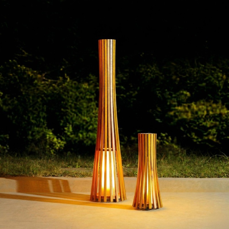 Lampe sur pied en bois de teck H100 cm - Liven