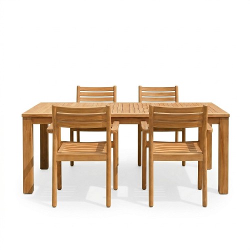 Ensemble table et chaises de jardin en bois de teck 4 personnes