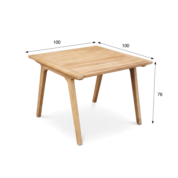 Table de jardin carrée en bois de teck 4 personnes - Roku