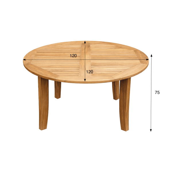 Table de jardin ronde en bois de teck 4 personnes - Hiro