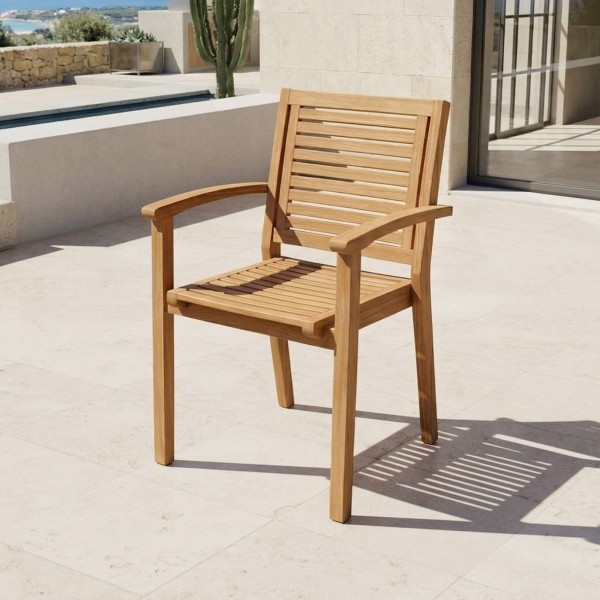 Chaise de jardin avec accoudoirs en bois de teck - Tomo