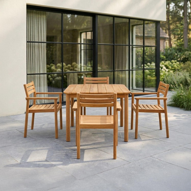 Ensemble table et chaises de jardin en bois de teck 4 personnes - Sento
