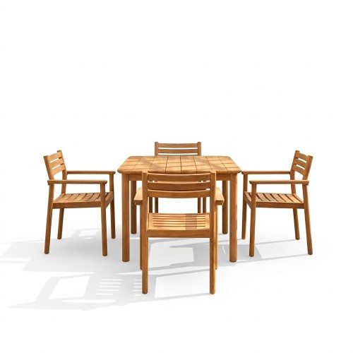 Ensemble table et chaises de jardin en bois de teck 4 personnes - Sento