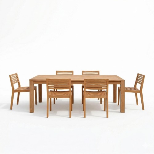 Ensemble table et chaises de jardin en bois de teck 6 personnes