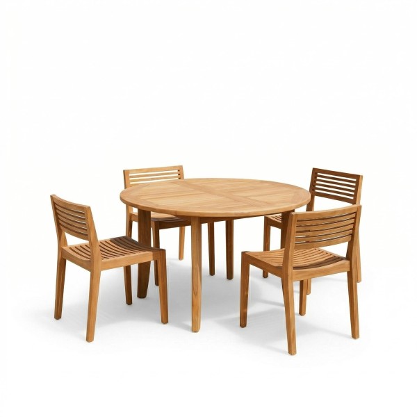 Ensemble table et chaises de jardin en bois de teck 4 personnes