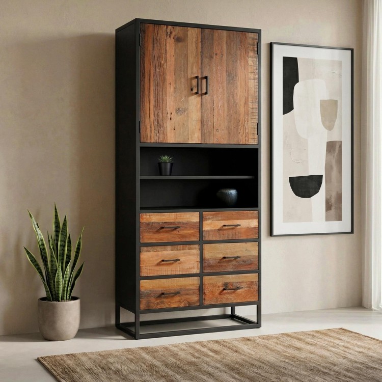 Armoire industrielle en bois recyclé - Recycled