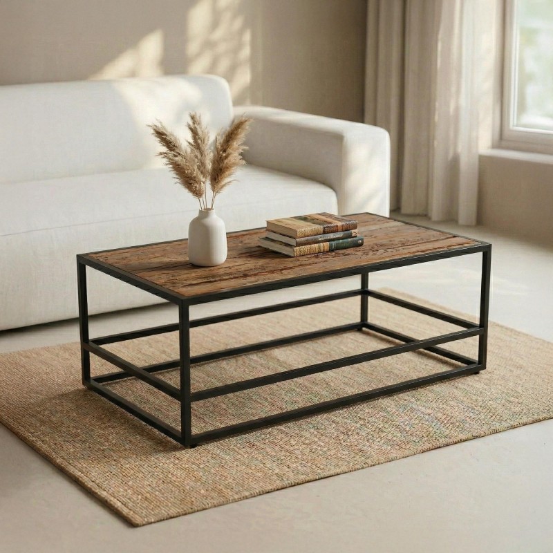 Table basse bois et métal - Recycled