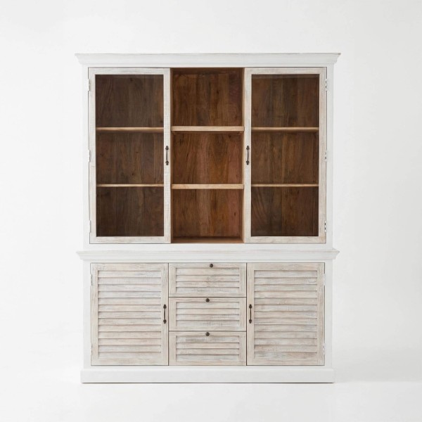 Buffet vaisselier en bois blanchi 180 cm - Sea side