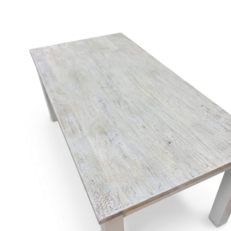 Table à manger blanche en bois massif 180 cm - Sea side