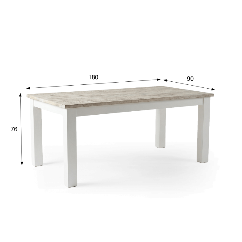Table à manger blanche en bois massif 180 cm - Sea side